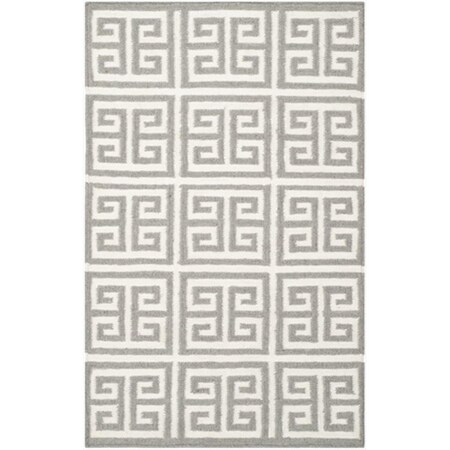Safavieh 2 Ft. -6 In. X 4 Ft. Runner Contemporary Dhurries- Grey And Ivory- Flatweave Rug DHU626B-24